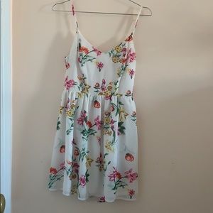White spring flower print dress